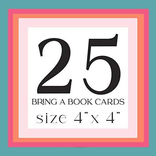 Twinkle Little Star Bring a Book for Baby (25 Pack) Girls Baby Shower Invitation Insert Card â Pink and Gold - Raffle Game Idea â Celestial Moon Event Supplies - Paper Clever Party - 3 x 3 Size by Paper Clever Party