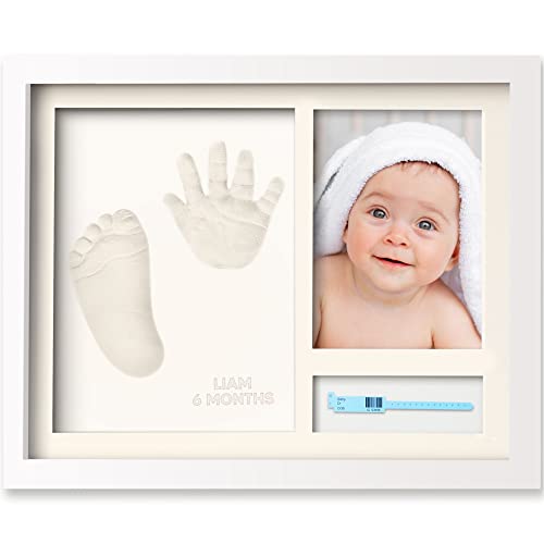 Personalized Baby Handprint and Footprint Kit - Baby Hand and Foot Print Nursery Decor - Baby Gift for Newborn, Boy, Girl - Baby Photo Frame Print Kit - Baby Registry, Keepsake Gifts (Alpine White) by KeaBabies