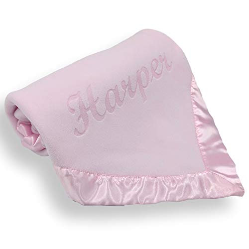 Custom Catch Personalized Baby Blanket for Girls - Pink - Newborn or Infant Gift with Name from Custom Catch