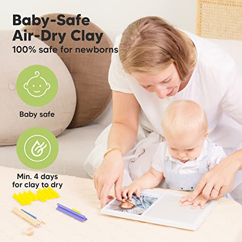 Personalized Baby Handprint and Footprint Kit - Baby Hand and Foot Print Nursery Decor - Baby Gift for Newborn, Boy, Girl - Baby Photo Frame Print Kit - Baby Registry, Keepsake Gifts (Alpine White) by KeaBabies