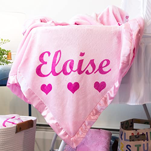 Custom Catch Personalized Baby Blanket for Girls - Pink - Newborn or Infant Gift with Name from Custom Catch