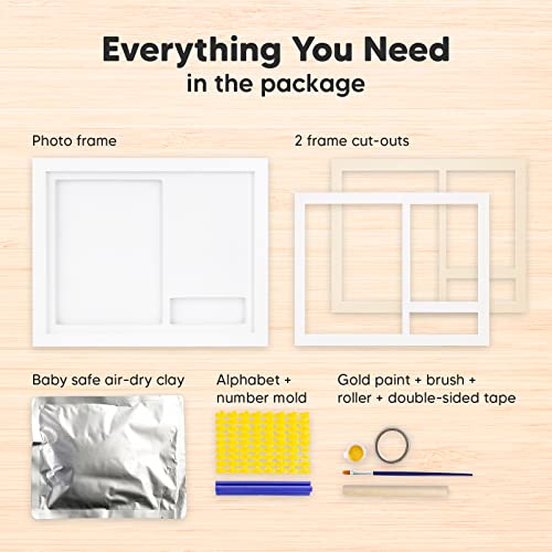 Personalized Baby Handprint and Footprint Kit - Baby Hand and Foot Print Nursery Decor - Baby Gift for Newborn, Boy, Girl - Baby Photo Frame Print Kit - Baby Registry, Keepsake Gifts (Alpine White) by KeaBabies