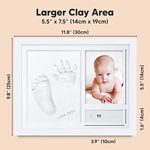 Personalized Baby Handprint and Footprint Kit - Baby Hand and Foot Print Nursery Decor - Baby Gift for Newborn, Boy, Girl - Baby Photo Frame Print Kit - Baby Registry, Keepsake Gifts (Alpine White) by KeaBabies