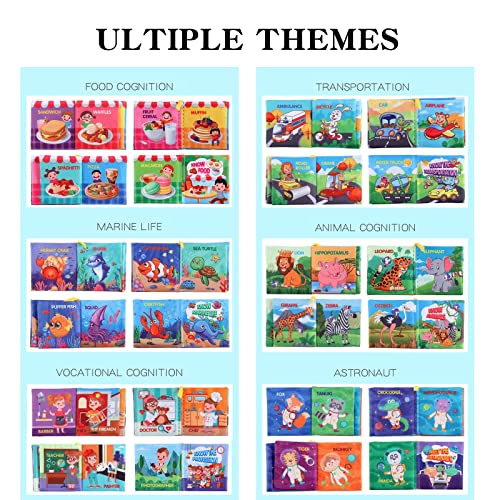 GAICOM Fabric Soft Cloth Books Playsets 6 PCS Different Book Stationery Musical Instruments Holiday Furniture Amusement Park Movement Cognitive Early Education Toys Waterproof Baby Books for Toddler from GAICOM