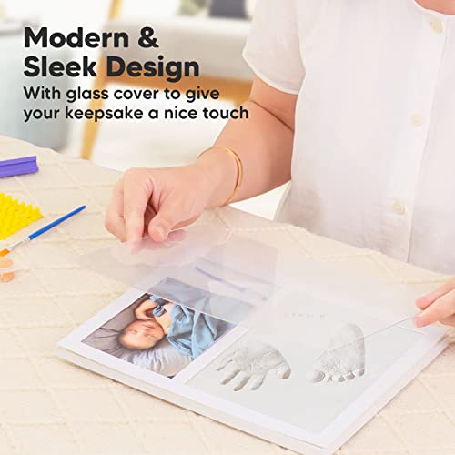 Personalized Baby Handprint and Footprint Kit - Baby Hand and Foot Print Nursery Decor - Baby Gift for Newborn, Boy, Girl - Baby Photo Frame Print Kit - Baby Registry, Keepsake Gifts (Alpine White) by KeaBabies