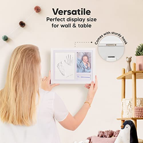Personalized Baby Handprint and Footprint Kit - Baby Hand and Foot Print Nursery Decor - Baby Gift for Newborn, Boy, Girl - Baby Photo Frame Print Kit - Baby Registry, Keepsake Gifts (Alpine White) by KeaBabies