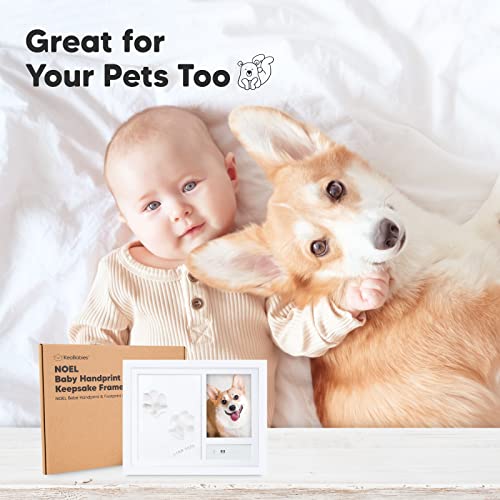 Personalized Baby Handprint and Footprint Kit - Baby Hand and Foot Print Nursery Decor - Baby Gift for Newborn, Boy, Girl - Baby Photo Frame Print Kit - Baby Registry, Keepsake Gifts (Alpine White) by KeaBabies