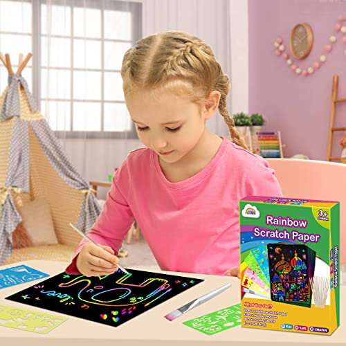 ZMLM Rainbow Scratch Paper Kit: 109Pcs Magic Art Craft Stuff Supplies Black Drawing Pad for Age 3-12 Kids Children Girl Boy DIY Toy Activity Game Kindergarten Educational|Party Faver|Birthday Gifts by ZMLM