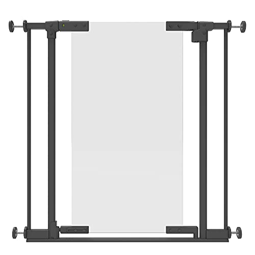 Perma Child Safety Clear Ultimate Safe Step Secure Handle Auto Close Walk Through Baby Gate for Stairs Pressure Mounted 28.8"" 32.3"" Wide, Warm Black from Perma Child Safety