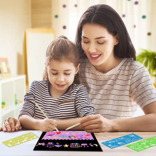 ZMLM Rainbow Scratch Paper Kit: 109Pcs Magic Art Craft Stuff Supplies Black Drawing Pad for Age 3-12 Kids Children Girl Boy DIY Toy Activity Game Kindergarten Educational|Party Faver|Birthday Gifts by ZMLM