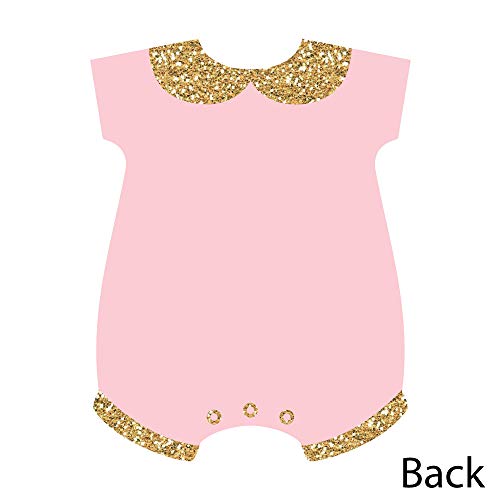 Hello Little One - Pink and Gold - Shaped Thank You Cards - Girl Baby Shower Thank You Note Cards with Envelopes - Set of 12 from Big Dot of Happiness, LLC