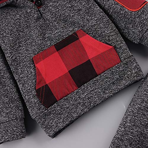 Toddler Infant Baby Boys Clothes Christmas Plaid Long Sleeve Hoodie Sweatshirt Pants Kids Fall Winter 2Pcs Outfits Set(Gray-2, 18-24 Months(100)) from 