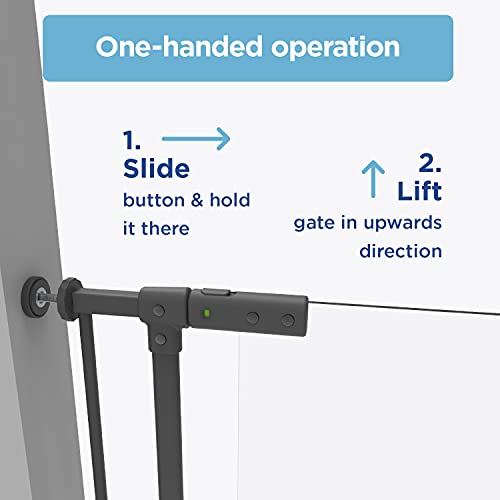 Perma Child Safety Clear Ultimate Safe Step Secure Handle Auto Close Walk Through Baby Gate for Stairs Pressure Mounted 28.8"" 32.3"" Wide, Warm Black from Perma Child Safety