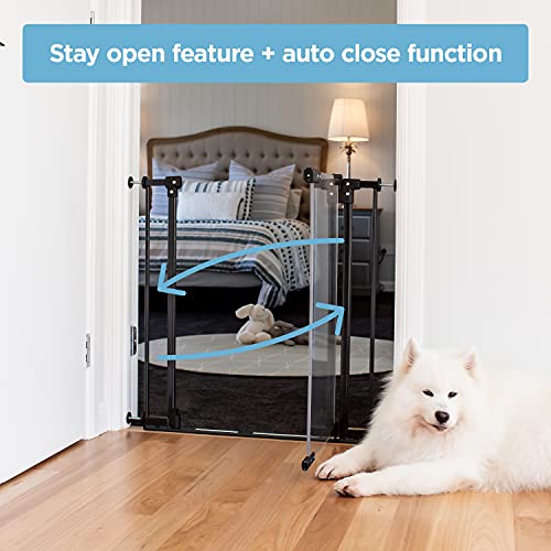 Perma Child Safety Clear Ultimate Safe Step Secure Handle Auto Close Walk Through Baby Gate for Stairs Pressure Mounted 28.8"" 32.3"" Wide, Warm Black from Perma Child Safety