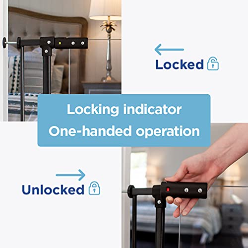 Perma Child Safety Clear Ultimate Safe Step Secure Handle Auto Close Walk Through Baby Gate for Stairs Pressure Mounted 28.8"" 32.3"" Wide, Warm Black from Perma Child Safety