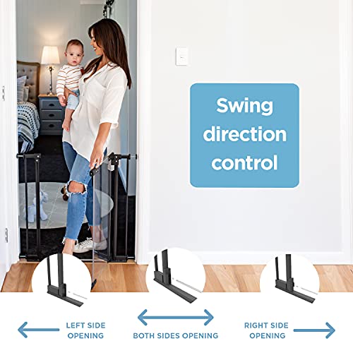 Perma Child Safety Clear Ultimate Safe Step Secure Handle Auto Close Walk Through Baby Gate for Stairs Pressure Mounted 28.8"" 32.3"" Wide, Warm Black from Perma Child Safety