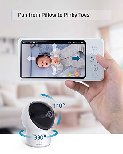 Video Baby Monitor, eufy Security, Video Baby Monitor with Camera and Audio, 720p HD Resolution, Night Vision, 5" Display, 110Â° Wide-Angle Lens Included, Lullaby Player, Ideal for New Moms by Fantasia Trading LLC