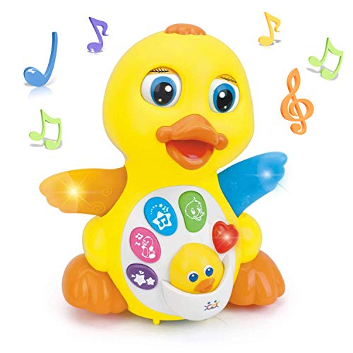 Woby Musical Duck Toy,Baby Preschool Educational Learning Toy with Music and Lights,Infant Light Up Dancing Toy for 1 Year Old Baby Toddler from Huile