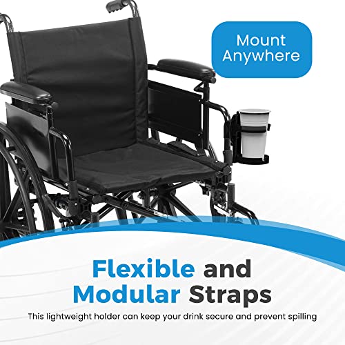 Mobility Cup Holder for Adults - Portable Drink Holder for Wheelchair - Compatible with Walker, Rollator, Transport Chair or Scooter - Easy to Install, Removable, Adjustable & Foldable Cup Carrier from Easy To Use Products