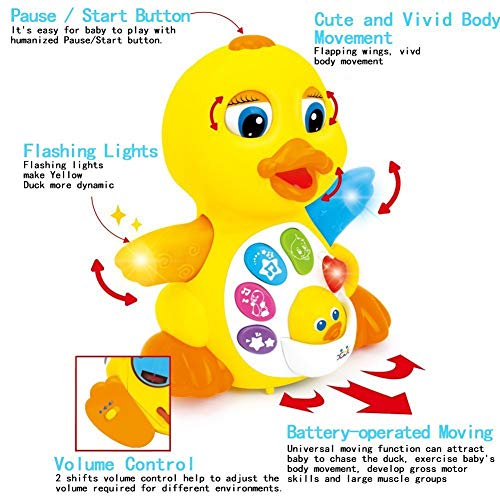 Woby Musical Duck Toy,Baby Preschool Educational Learning Toy with Music and Lights,Infant Light Up Dancing Toy for 1 Year Old Baby Toddler from Huile