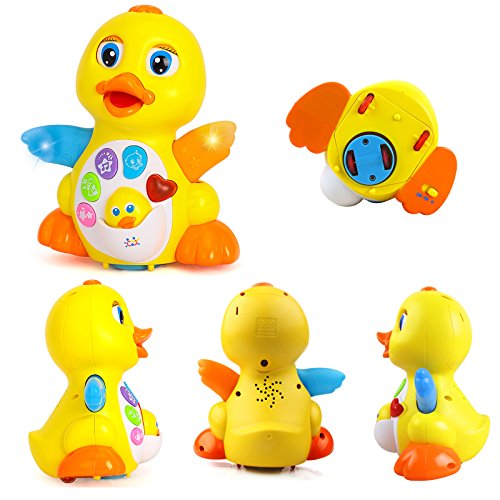 Woby Musical Duck Toy,Baby Preschool Educational Learning Toy with Music and Lights,Infant Light Up Dancing Toy for 1 Year Old Baby Toddler from Huile