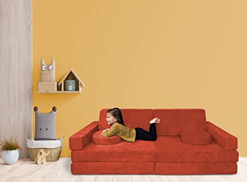 Mod Blox 10 Piece Soft Furniture Playset Modular Microsuede Foam Play Couch for Creative Kids (Red) from Mod Blox