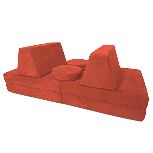 Mod Blox 10 Piece Soft Furniture Playset Modular Microsuede Foam Play Couch for Creative Kids (Red) from Mod Blox