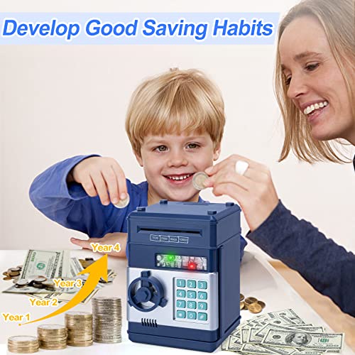 Piggy Bank for Boys,Refasy Electronic Piggy Banks Password Money Saving Box Gifts for 11 Year Old Boy Money Bank Toy Birthday Gifts for Boys Girls Kids Safe Cash Coin Can(Navy) from Refasy