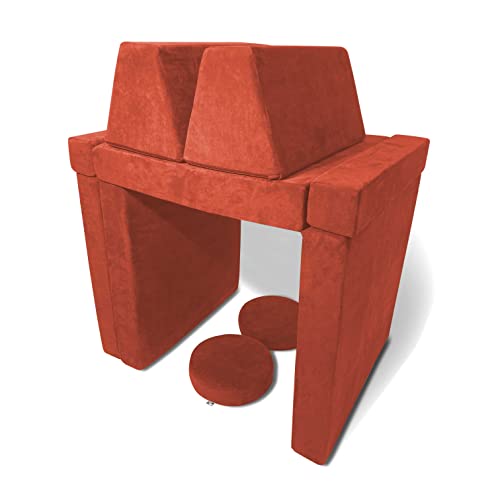 Mod Blox 10 Piece Soft Furniture Playset Modular Microsuede Foam Play Couch for Creative Kids (Red) from Mod Blox