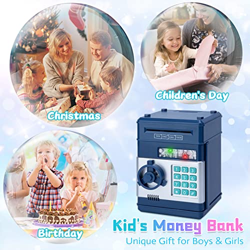 Piggy Bank for Boys,Refasy Electronic Piggy Banks Password Money Saving Box Gifts for 11 Year Old Boy Money Bank Toy Birthday Gifts for Boys Girls Kids Safe Cash Coin Can(Navy) from Refasy