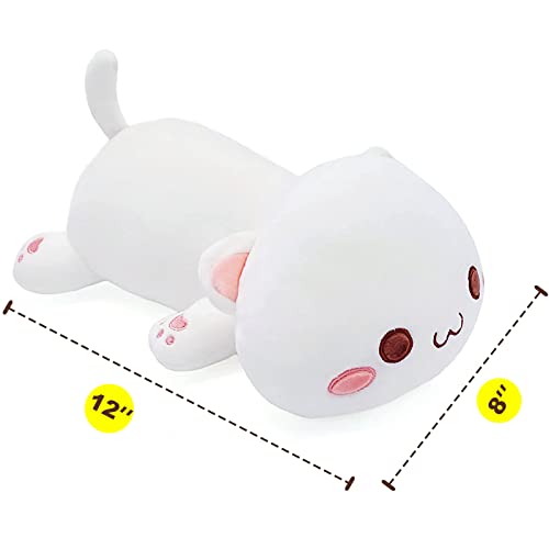 Onsoyours Cute Kitten Plush Toy Stuffed Animal Pet Kitty Soft Anime Cat Plush Pillow for Kids (White A, 12") by Onsoyours