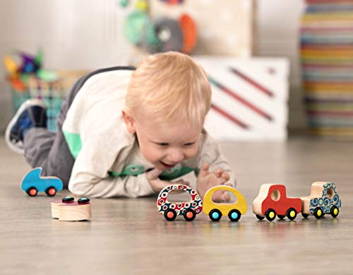 B. Toys â Wooden Cars â 6 Little Toy Cars â Colorful Car Play Set for Toddlers, Kids â Smooth Wooden Vehicles â Free Wheee-Lees â 1 Year + (BX2038Z) by Branford Ltd.