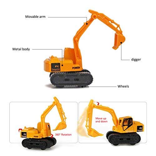 Alloy Construction Engineering Truck Models Mini Pocket Size Play Vehicles Cars Toy Cake Toppers for Kids Toddlers Boys (5Pcs Set) by Tianhong Toys Factory