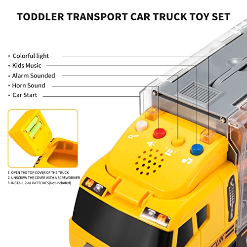 Toddler Toys for 3-9 Years Old Boys Construction Toys Car Double Side Transport Vehicle W/Play Mat, Die-cast Alloy Engineering Vehicle Gifts for Age 3 4 5 6 Kids Child Boys Girls Birthday Party Favor by TEMI