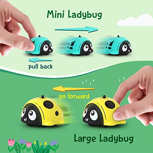 Hamdol Pull Back Cars Friction Powered Cars, Multi-Function 360Â° Rotating Spinning Top Gyro Cars, Push and Go Back and Forth Car Toys Vehicles Play Set Gifts for Toddlers Kids Boys Girls (8 Sets) from Hamdol
