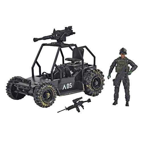 Sunny Days Entertainment Delta Attack Vehicle â Playset with Action Figure and Realistic Accessories | Military Toy Set for Kids â Elite Force , Black by Sunny Days Entertainment
