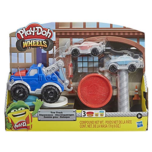 Play-Doh Wheels Tow Truck Toy for Kids 3 Years and Up with 3 Non-Toxic Colors from Hasbro