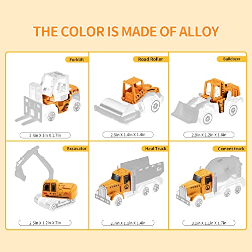 Toddler Toys for 3-9 Years Old Boys Construction Toys Car Double Side Transport Vehicle W/Play Mat, Die-cast Alloy Engineering Vehicle Gifts for Age 3 4 5 6 Kids Child Boys Girls Birthday Party Favor by TEMI