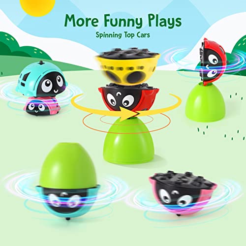 Hamdol Pull Back Cars Friction Powered Cars, Multi-Function 360Â° Rotating Spinning Top Gyro Cars, Push and Go Back and Forth Car Toys Vehicles Play Set Gifts for Toddlers Kids Boys Girls (8 Sets) from Hamdol
