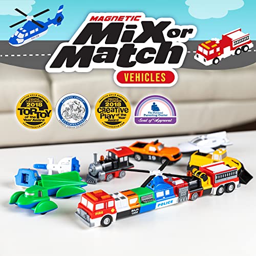 Mix or Match Vehicles Orange, Magnetic Toy Play Set, 21 Pieces from Popular Playthings