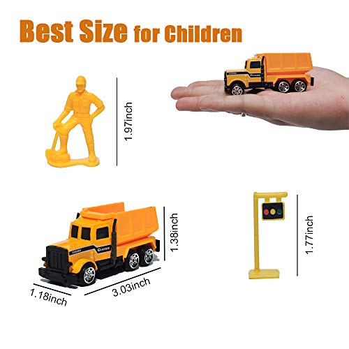 19 Pack Construction Toysï¼Mini Diecast Cars Play Sets Dumper,Bulldozers,Forklift,Tank Truck,Asphalt Car,Excavator,Engineering Worker,Construction Traffic Sign Set Toy for Kids Boys and Girls from Singer's Toy