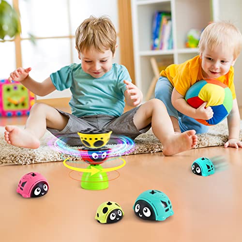 Hamdol Pull Back Cars Friction Powered Cars, Multi-Function 360Â° Rotating Spinning Top Gyro Cars, Push and Go Back and Forth Car Toys Vehicles Play Set Gifts for Toddlers Kids Boys Girls (8 Sets) from Hamdol