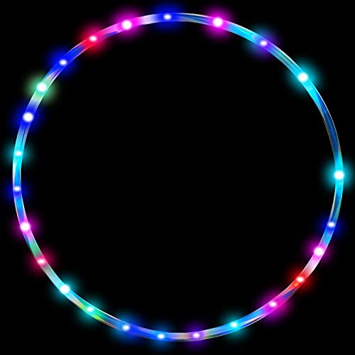 24in LED Hoop Dance Exercise Light Up Hoop for Kids Children, Fitness Equipment Sport Fun Auto Color Changing Strobing Glow Lights, 60cm Hoop Hooper Gift(Two AA Batteries are Needed. Not Included) from SIKWO