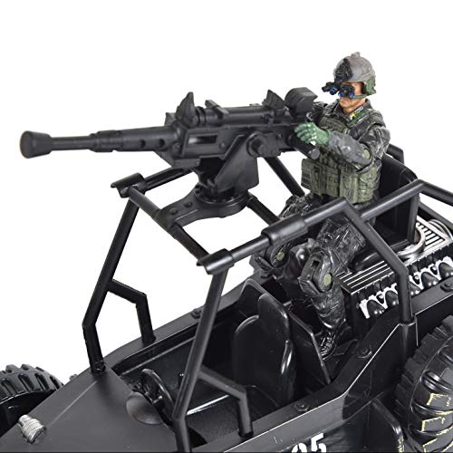 Sunny Days Entertainment Delta Attack Vehicle â Playset with Action Figure and Realistic Accessories | Military Toy Set for Kids â Elite Force , Black by Sunny Days Entertainment