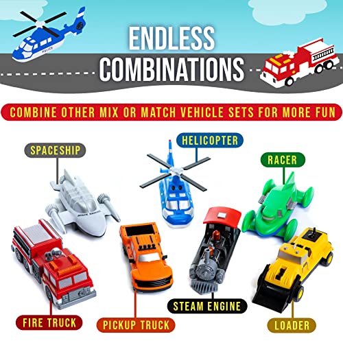 Mix or Match Vehicles Orange, Magnetic Toy Play Set, 21 Pieces from Popular Playthings