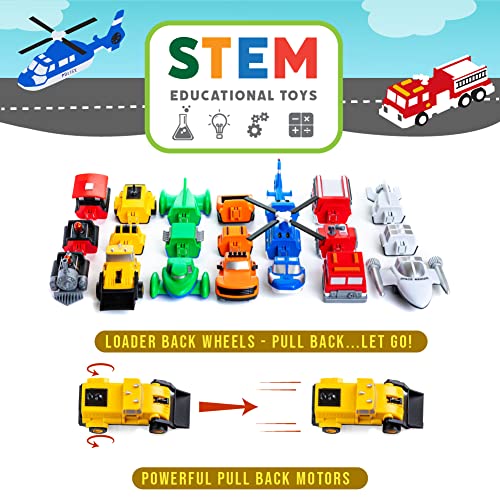 Mix or Match Vehicles Orange, Magnetic Toy Play Set, 21 Pieces from Popular Playthings