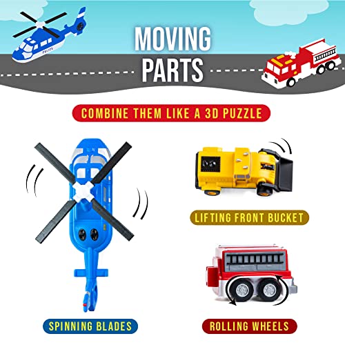 Mix or Match Vehicles Orange, Magnetic Toy Play Set, 21 Pieces from Popular Playthings