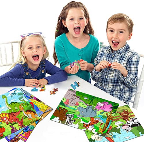 Puzzles for Kids Ages 4-8, 6 Pack Wooden Jigsaw Puzzles 60 Pieces Preschool Educational Learning Toys Set for Boys and Girls by Runlycan