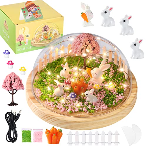Make Your Own Night Light ,Rabbit DIY Kits for Girls,Bunny Toys for Kids Ages 4-8 ,Arts and Crafts Lamp Project for Girls(USB Upgrade Edition),Gifts for 4 5 6 7 8 9 10 Year Old Girl with Greeting Card from Sagacity life