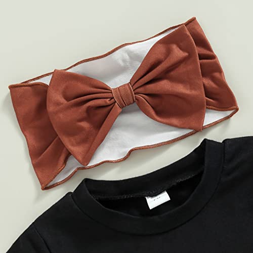 Western Baby Girl Clothes Boho Cow Print Short Sleeve T Shirt Top + Bloomer Shorts Set Infant Summer Outfits (A-Black, 3-6 Months) by Hnyenmcko